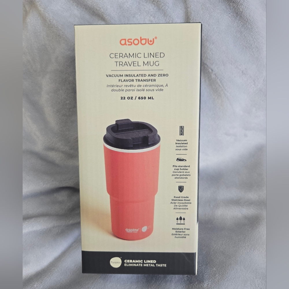 Asobu Red Ceramic Lined Travel Mug